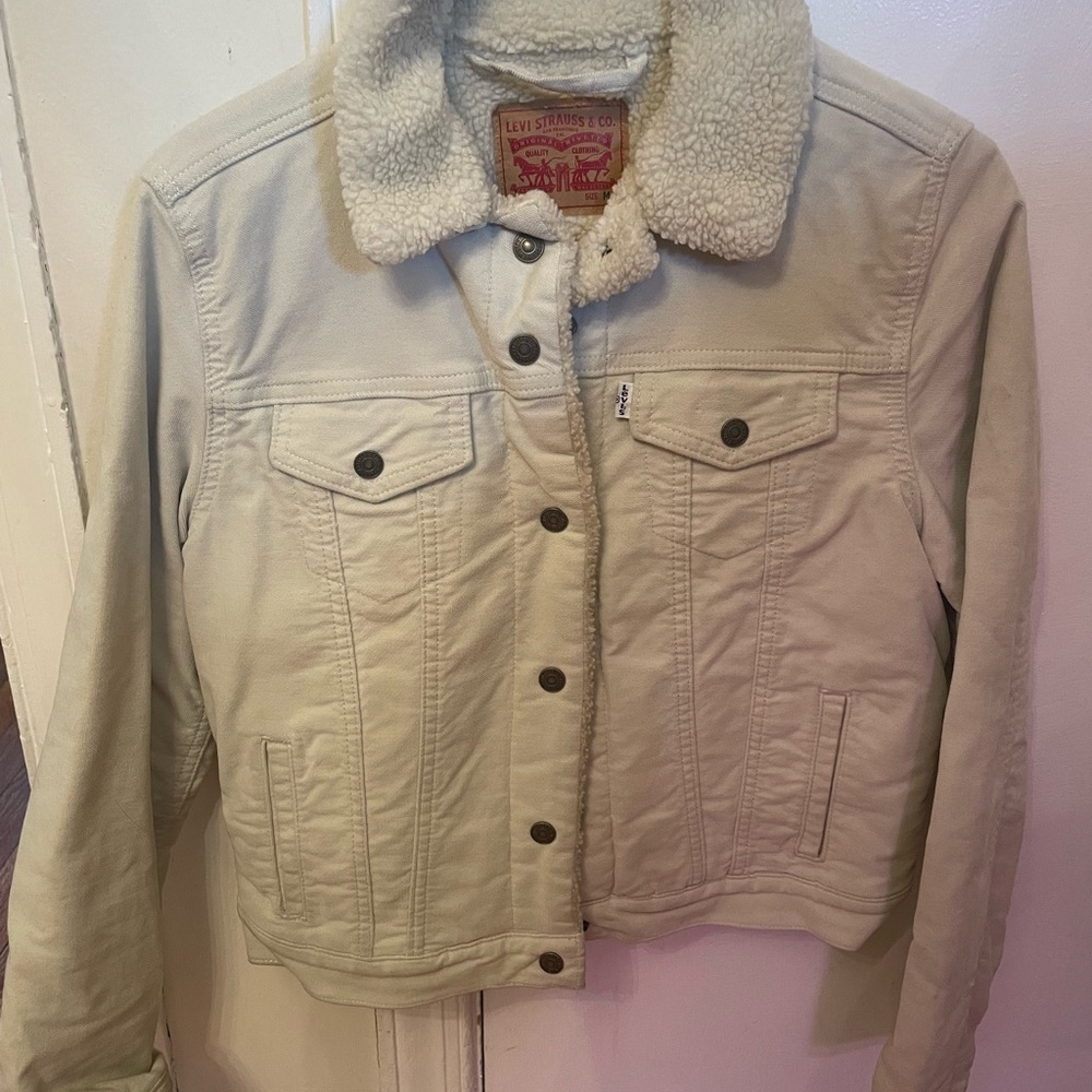 Levi's Cream Corduroy Jacket with Sherpa Collar